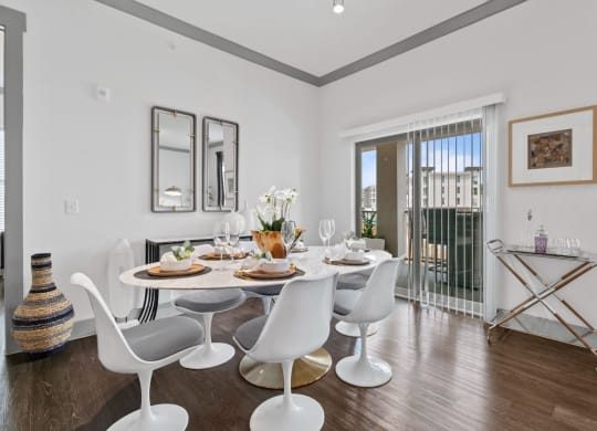 white interior diningroom at Reveal Skyline  at La Cantera, San Antonio, TX