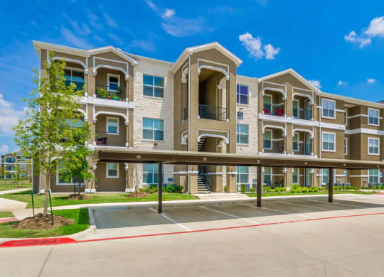 Exterior with parking area at Park 3Eighty, Texas