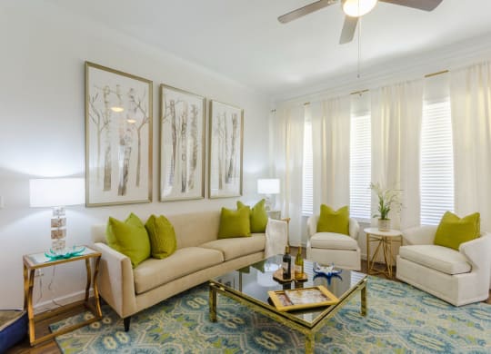 White sofas in living room at Retreat at Wylie, Wylie, 75098