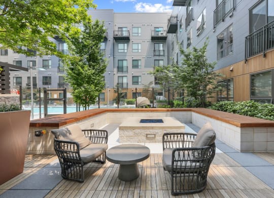Trellis House apartments outdoor fireside lounging area