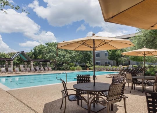 Poolside Dining Tables at Highlands Hill Country, Austin