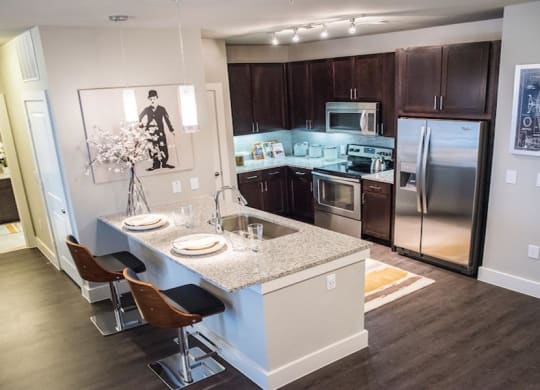 Fitted Kitchen With Island Dining at Berkshire Amber, Dallas, 75248