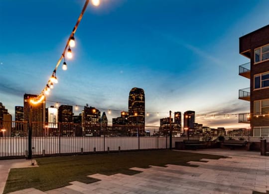 the view of the Dallas city skyline at The Gabriella apartments