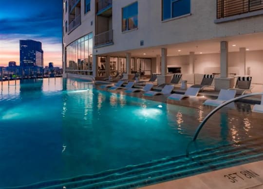 infinity edge swimming pool at The Gabriella apartments