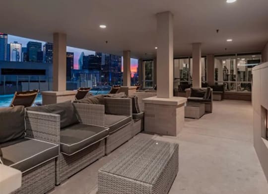 outdoor lounging area at The Gabriella apartments