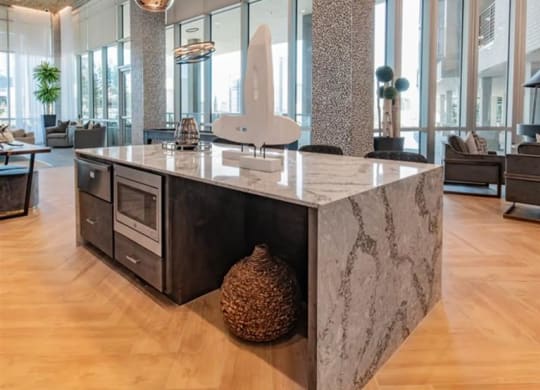 resident entertaining kitchen at The Gabriella apartments