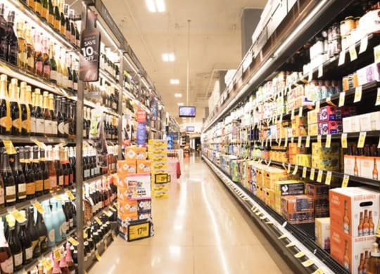 a supermarket aisle at a grocery store near The Gabriella apartments