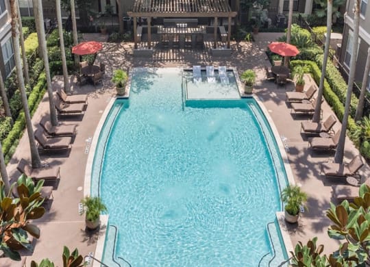 Aerial View Of Pool at The Plaza Museum District, Houston, 77004