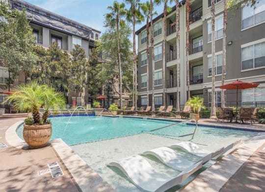 Swimming Pool With Relaxing Sundecks at The Plaza Museum District, Houston, TX, 77004