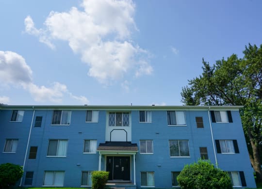 Apartment building entry, at Gale Gardens Apartments
