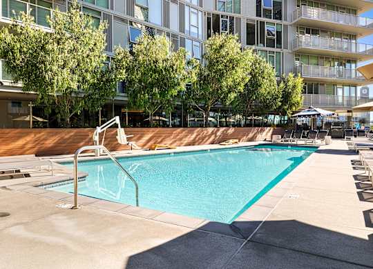 Swimming pool at K1 Apartments, San Diego, CA