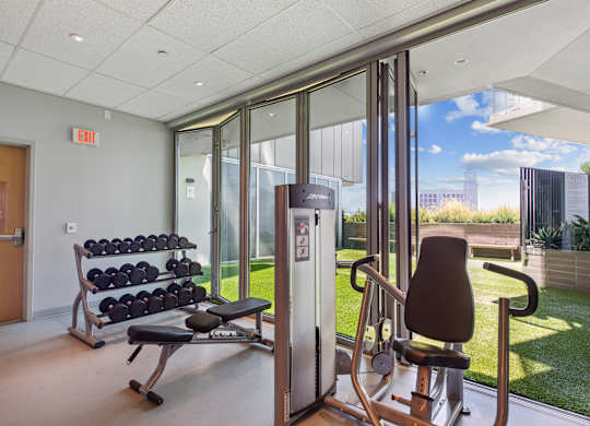 Gym at K1 Apartments, California