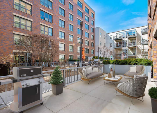 Spacious, Landscaped Patio and Private Courtyard at The Madison at Racine, Illinois