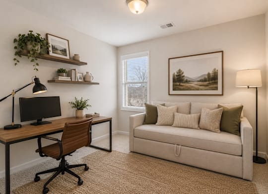 Flexible guest room ideal for a home office, lounge space, or additional bedroom.