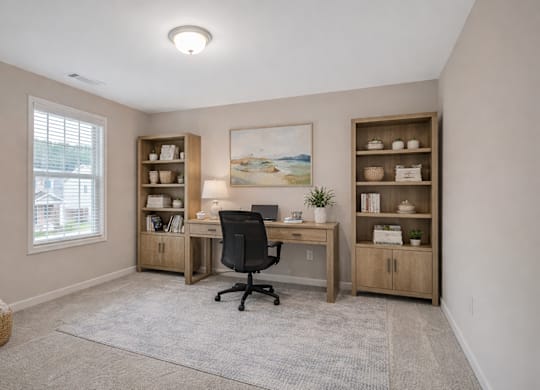 Guest bedroom with a premium office space.