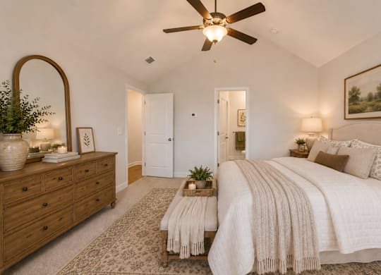 Retreat to a spacious primary suite where comfort, style, and tranquility come together effortlessly.