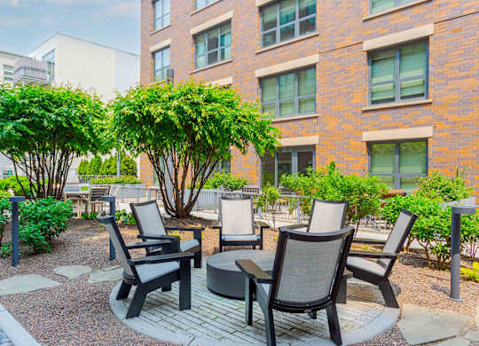 grill area courtyard with outdoor seating