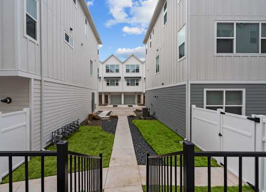Safe Walking Paths In Courtyard at Villae ATX Luxury Rental Townhomes, Texas