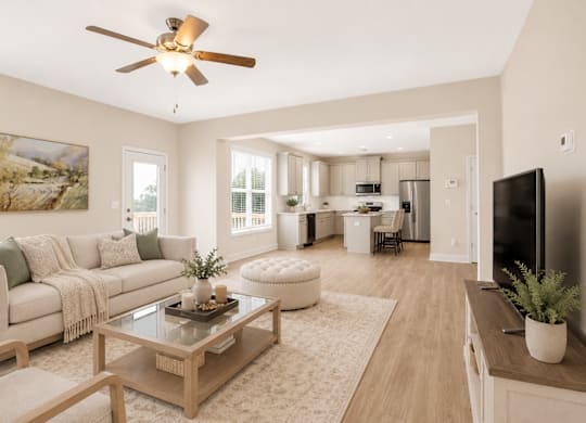 Elegant view of the living room with abundant natural lighting.