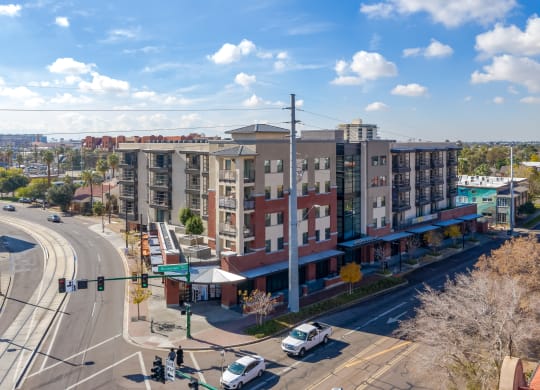 Exterior Corner View Of Union at Roosevelt Apartments Building Located In Phoenix, AZ