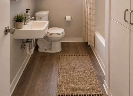 A small bathroom with a toilet, sink, and a window.