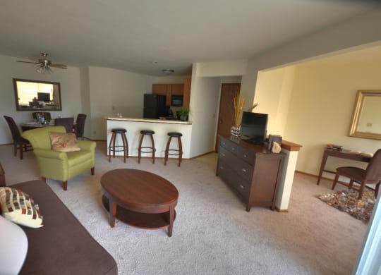 a view of the living room from the kitchen
