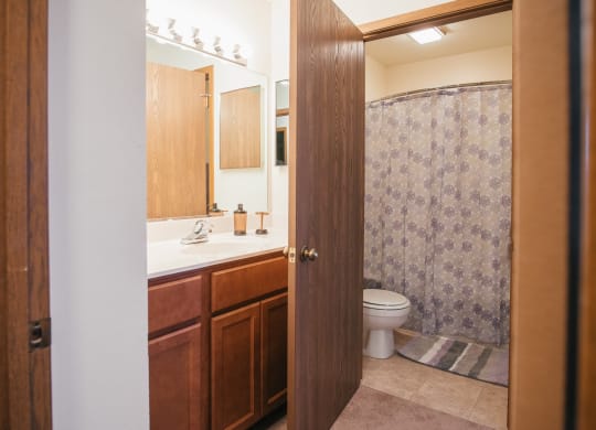 a bathroom with a toilet and a sink and a shower