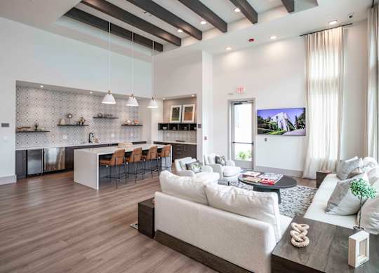 Clubhouse kitchen area and lounge