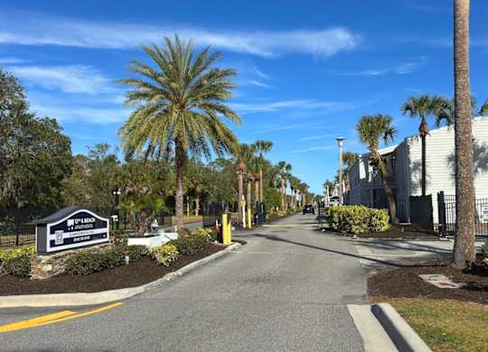 The entrance to 12th and Beach Apartments in Daytona Beach, FL