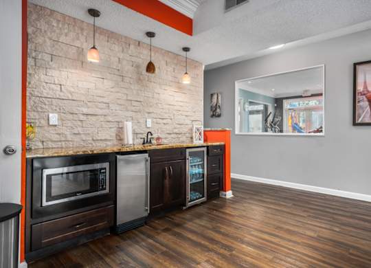 the clubhouse kitchen at Ascot Place Apartments, Alabama