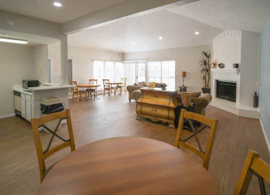 the spacious clubhouse with furnishings at Pine Creek Apartments in Houston, TX