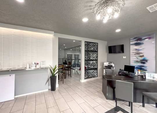 a desk in the Crosby at Westchase apartments in houston, tx leasing office