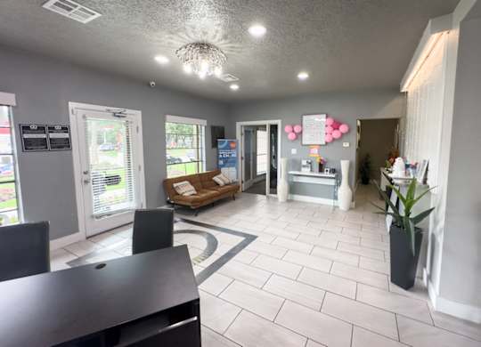 the welcoming clubhouse lobby at Crosby at Westchase Apartments
