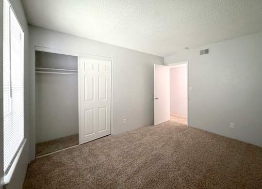 a spacious bedroom with a closet and a white door at Ascot Place Apartments, Alabama, 35235