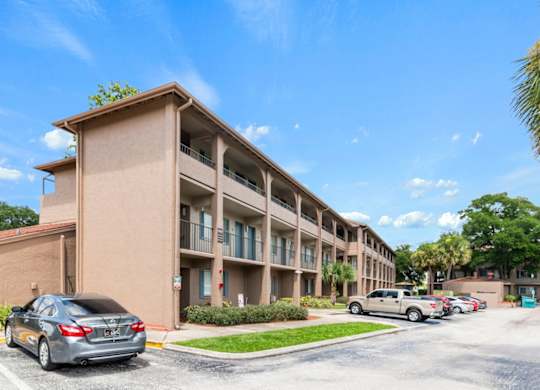 parking in front of a residential building at Waterview Crossing Apartments