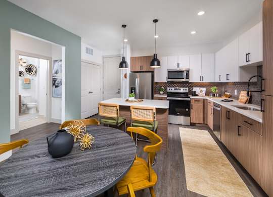 Modern kitchen at 1900 Parmer Apartments in Austin TX