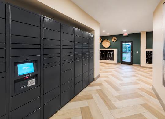 Mail room at 1900 Parmer Apartments in Austin TX