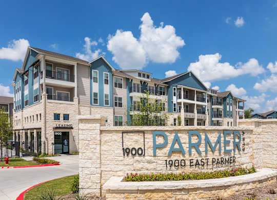 Monument sign at 1900 Parmer Apartments in Austin TX