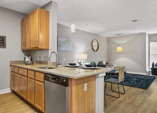 Open floor plans at Axis Admirals Hill Apartments in Chelsea MA