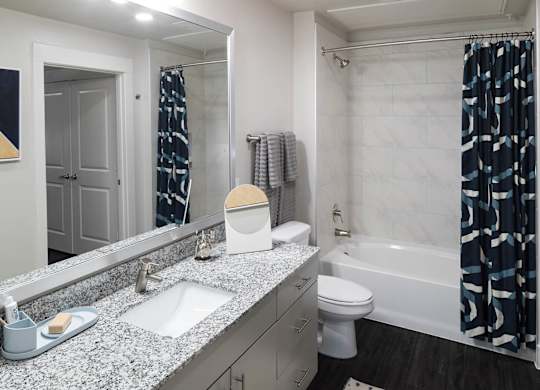 Bathroom sink at Jada Legacy Central Apartments in Plano TX.