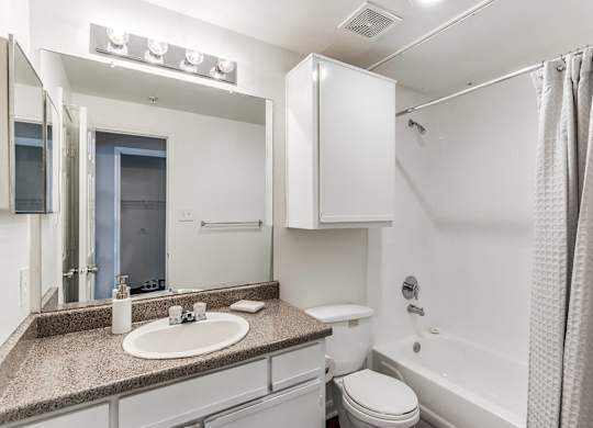 Bathroom shower and tub at Hollow Creek in Conroe TX