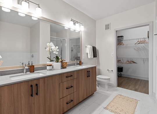 Bathroom and Closet at VERO Apartments in Chelsea MA