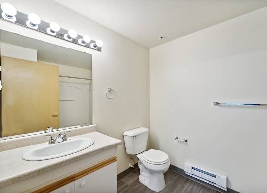Bathroom at Woodlands at Forbes Lake Apartments in Kirkland WA