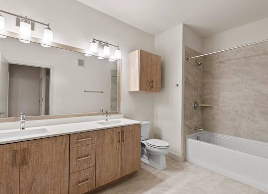 Bathroom Double Sink at VERO Apartments in Chelsea MA