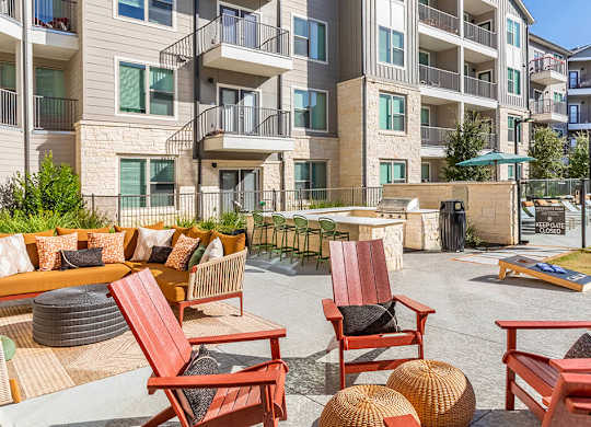 Billiards lounge patio at Cala Apartments in Austin TX