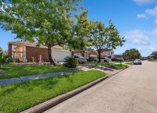 Tree lined street at Sterling Green and Sheldon Ranch in Channelview TX