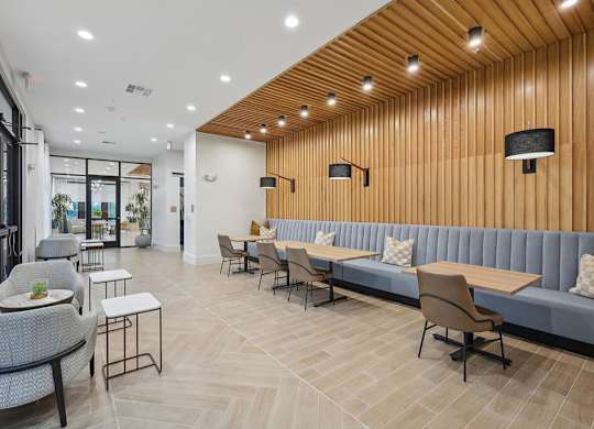 Open seating in Coworking Lounge at The Sevens in Dallas TX