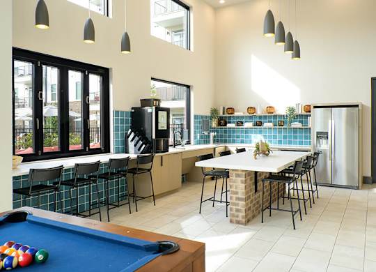 Club room billiards at Verge Apartments in Atlanta GA