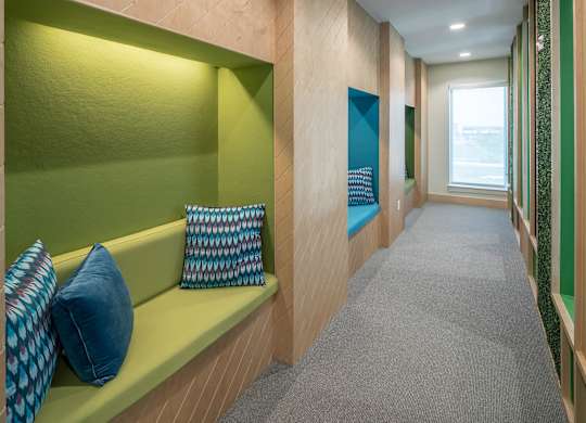 Clubhouse bench seating at Jada Legacy Central Apartments in Plano TX
