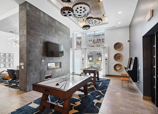 Clubhouse game area foosball table at VERO apartments in chelsea MA